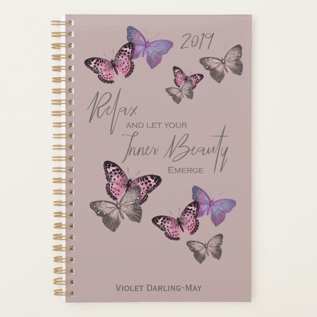 Papillons femelles w. Typographie positive - rose (Devant)