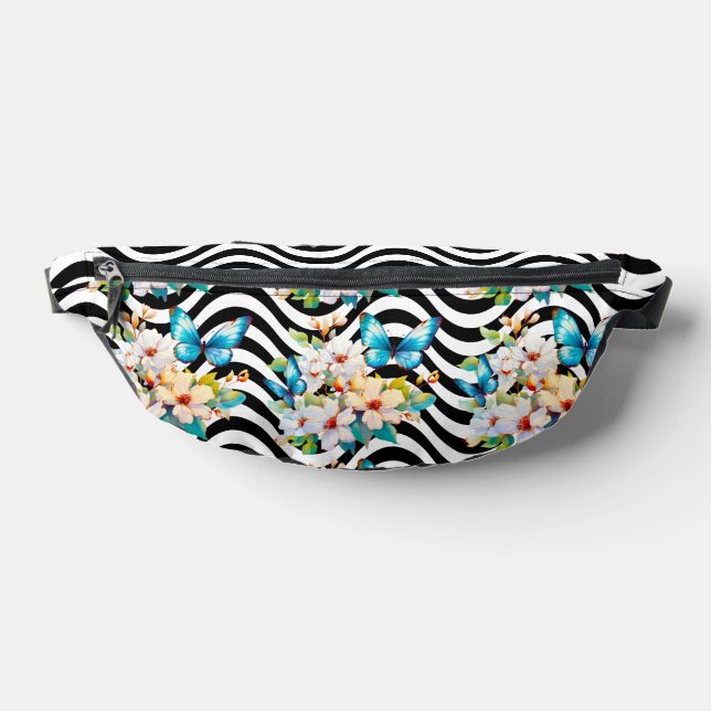 Papillons Fleurs Noir & Blanc Grandes Vagues (Poser)