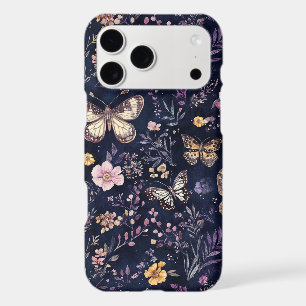 Papillons Fleurs Roses Violettes