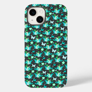 Papillons floraux & coeurs jade coque iphone