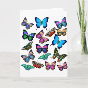 Papillons flottant par la carte de voeux