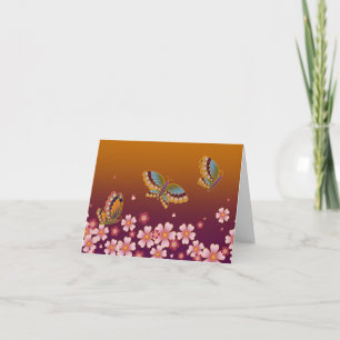 Papillons japonais au milieu de Sakura Bloom Or &