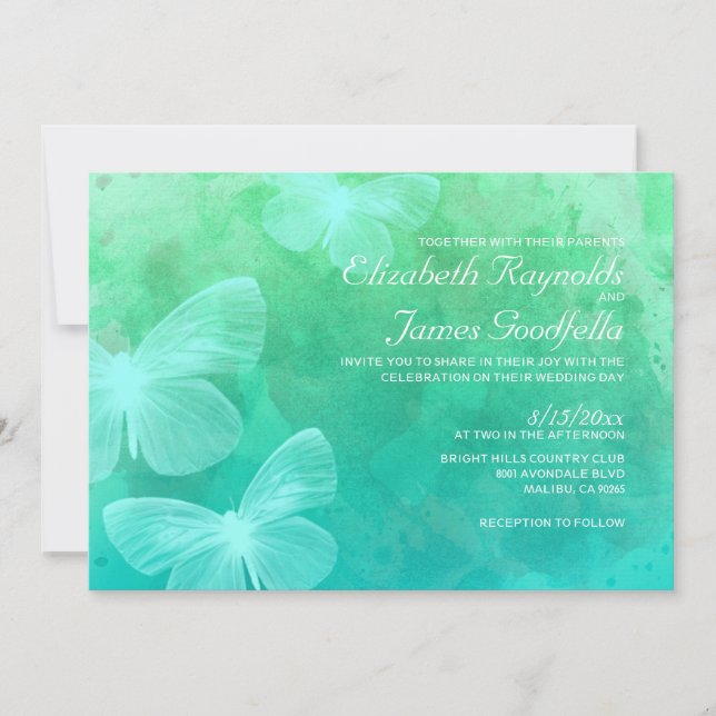 Papillons modernes épousant des invitations (Devant)