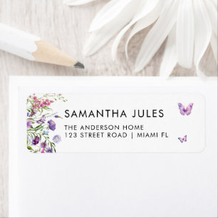 Papillons modernes Purple Floral Adresse de retour