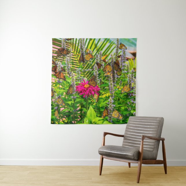 Papillons Monarque 57 x 57 Tapisserie (En situation)