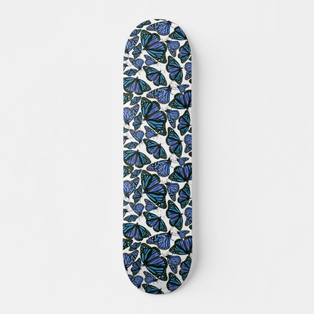 Papillons Monarque Bleu Skateboard (Devant)