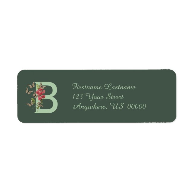 Papillons Monogramme Initiale B Adresse de Retour  (Devant)