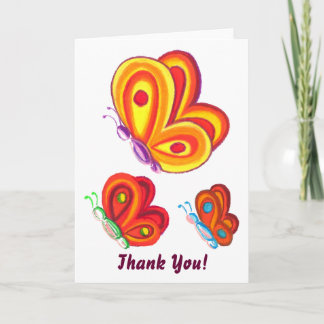 Papillons multicolores, carte de remerciements