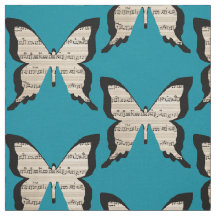 Papillons musicaux - tissu de papillon de musique