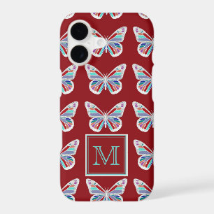 Papillons Ornés Motif Bourgogne Monogramme