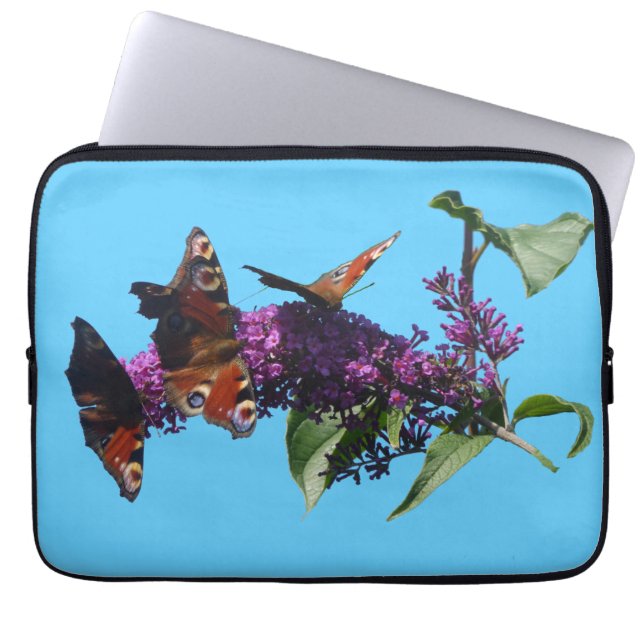 Papillons Peacock sur le sac électronique Bouddlej (Devant)