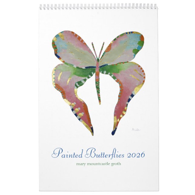 Papillons peints Calendrier vertical 2026 (Protection)