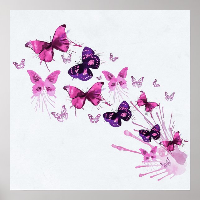 Papillons Purple Simple Élégant | Poster (Devant)