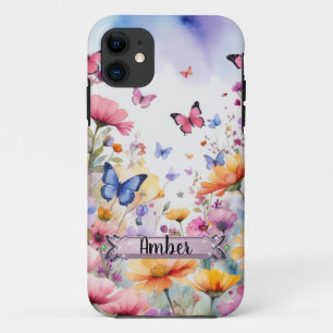 Papillons rose et bleu iPhone / coque ipad