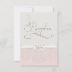 Papillons rose et ivoire et Invitation de réceptio