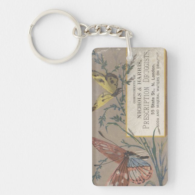 Papillons rose et jaune Porte - clé Ephemera (Devant)