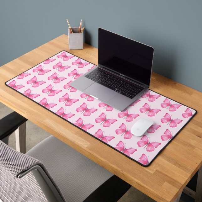 Papillons roses à l'aquarelle élégante (Bureau 2)