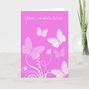 Papillons roses Carte de voeux
