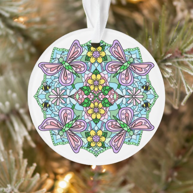 Papillons roses Mandala Noël (Arbre)