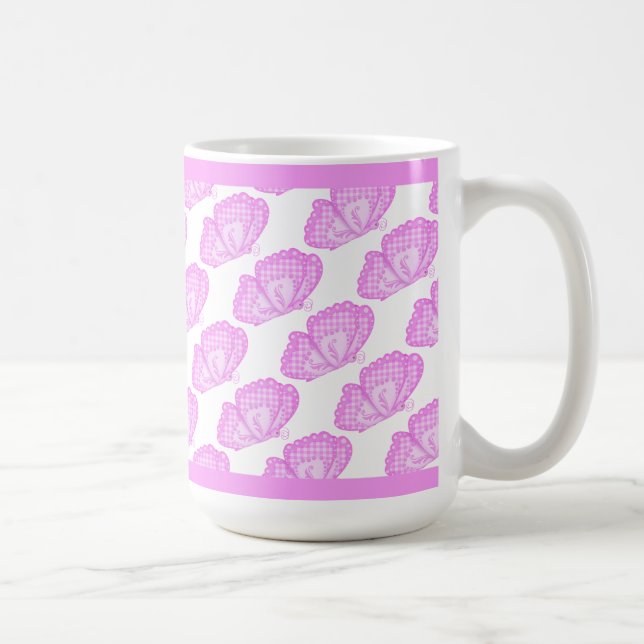 Papillons roses Mug de café (Droite)