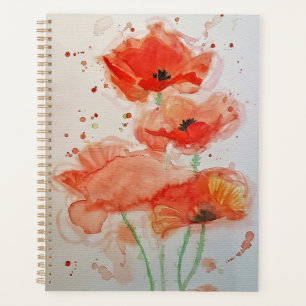 Papillons rouges vifs Aquarelle Fleur Flore Note