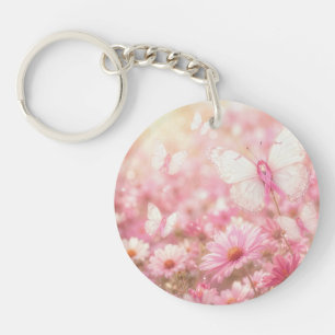 Papillons Ruban Rose dans un Jardin