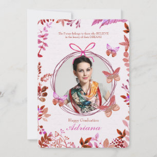 Papillons sociaux Photo Graduation Invitation