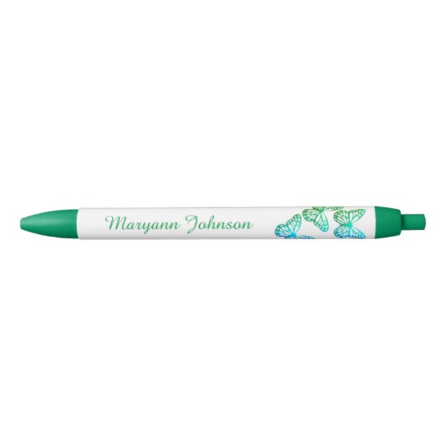 Papillons verts jolie stylo à encre personnalisée (Devant)