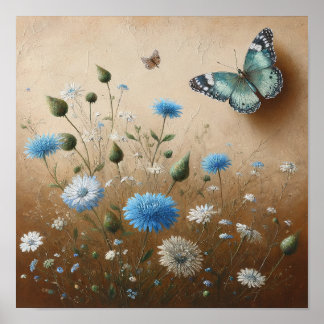 Papillons vintages et affiches de fleurs