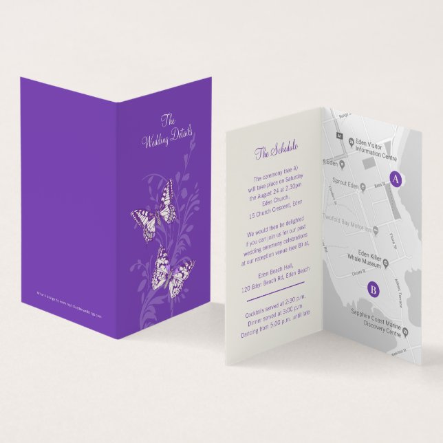 Papillons violet mariage détails plan (Inside and Outside)