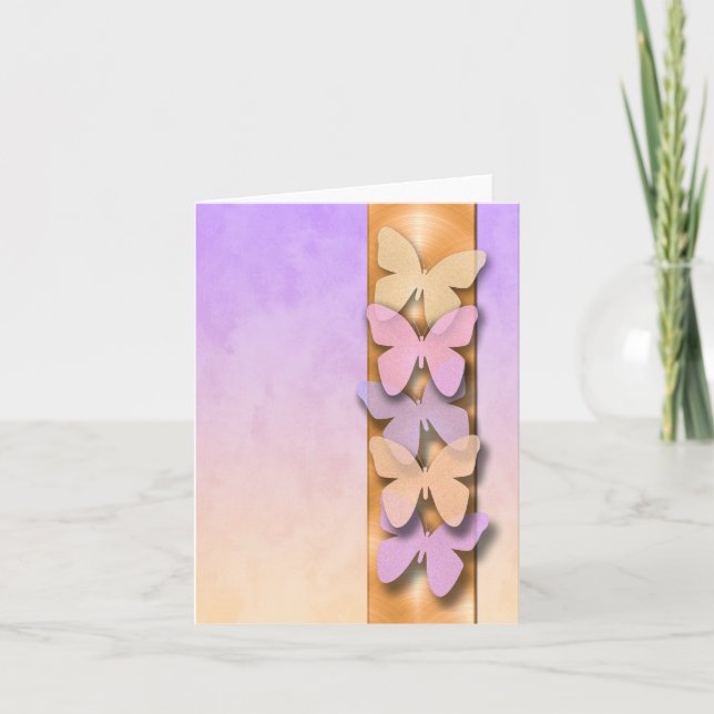 Papillons violets et orange cartes de remerciement (Devant)