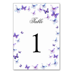 Papillons Violets Numéro de Table pour Quinceañera