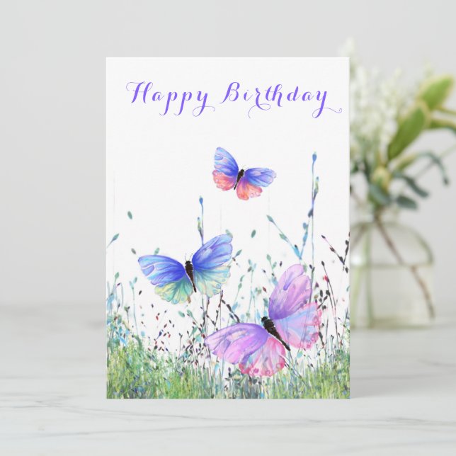 Papillons volant Bonne carte d'anniversaire (Debout devant)
