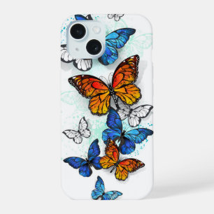Papillons volants Morpho et Monarque