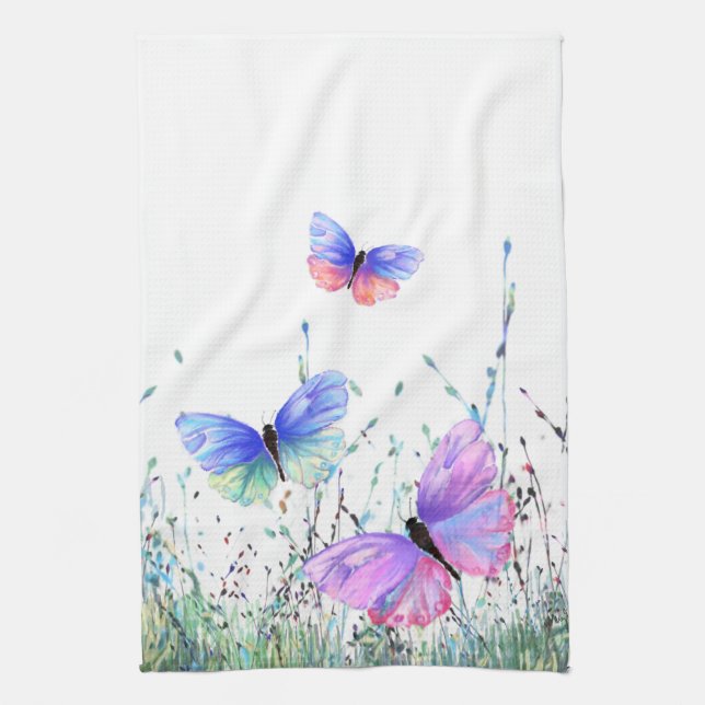 Papillons volants Serviette de cuisine Printemps J (Vertical)