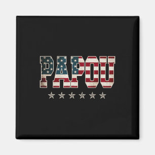 Papou Father's Day American Flag 4th Of July Gift Magnet