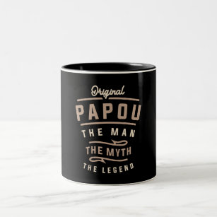 Papou The Man, The Myth, The Legend - Dad Grandpa Two-Tone Coffee Mug