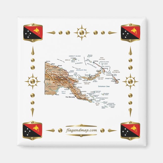 Papouasie-Nouvelle-Guinée : Carte + Magnet des dra (Devant)
