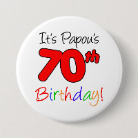 Papou's 70th Birthday Party Greek Grandpa Button