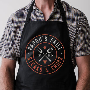 Papou's Grill Personalized Grandpa Grilling Apron