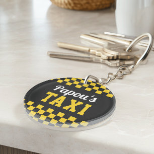 Papou's Taxi   Funny Grandfather Nickname Photo Keychain