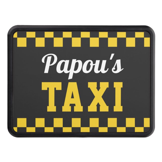 Papou's Taxi | Funny Grandpa Nickname Trailer Hitch Cover (Front)