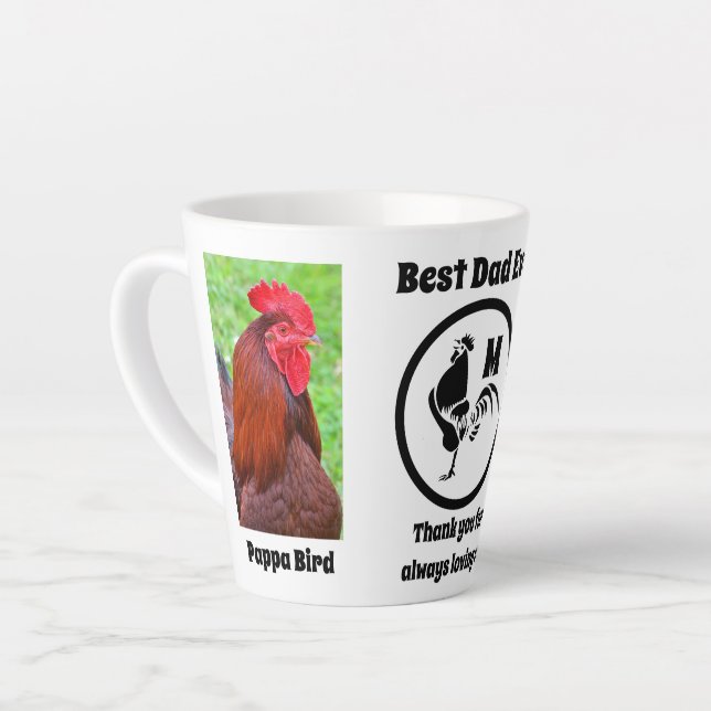 Pappa Rooster Best Dad Ever Photo Name Latte Mug (Left Angle)