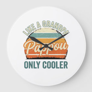 Pappou Like a Grandpa Only Cooler Vintage Shirt_1 Large Clock