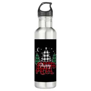 Pappy Bear Buffalo Plaid Family Pajama Christmas 710 Ml Water Bottle
