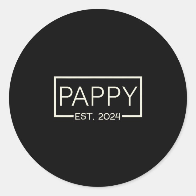 Pappy Est 2024 New Dad Father's Day Men Cket  Classic Round Sticker (Front)