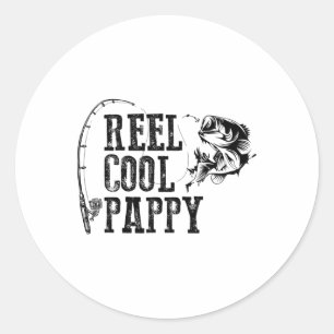 Pappy Fishing Reel Cool Pappy Funny Gift Classic Round Sticker