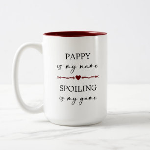 Pappy is my Name Spoiling is my Game Photo Gift Two-Tone Coffee Mug
