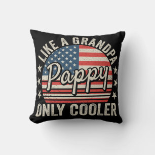 Pappy Like a Grandpa Only Cooler USA Flag Throw Pillow