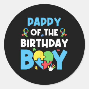 Pappy Of The Birthday Boy Autism Awareness Puzzle Classic Round Sticker